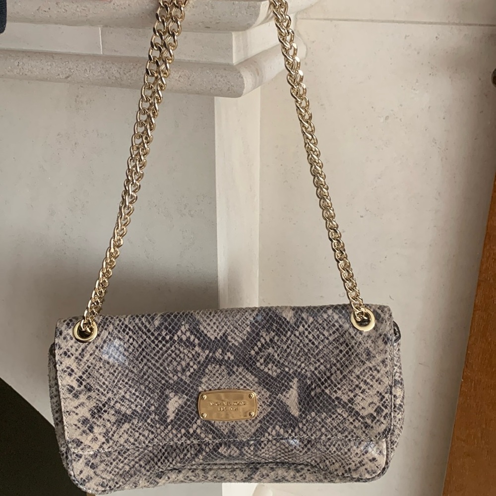 Michael Kors Python Double Chain Strap Shoulder B… - image 1